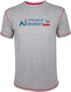 Tee Shirt Natation France Natation Mustang Gris Chiné
