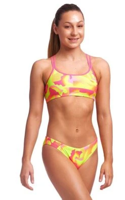 Maillot De Bain Funkita 2 Pièces Fille Criss Cross - Pinged Pink -France Natation pinged pink girls 2p 1