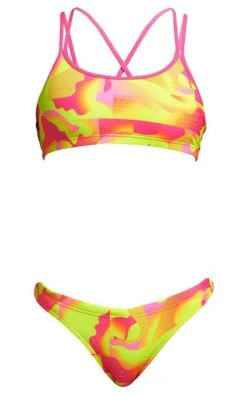 Maillot De Bain Funkita 2 Pièces Fille Criss Cross - Pinged Pink -France Natation pinged pink girls 2p 3